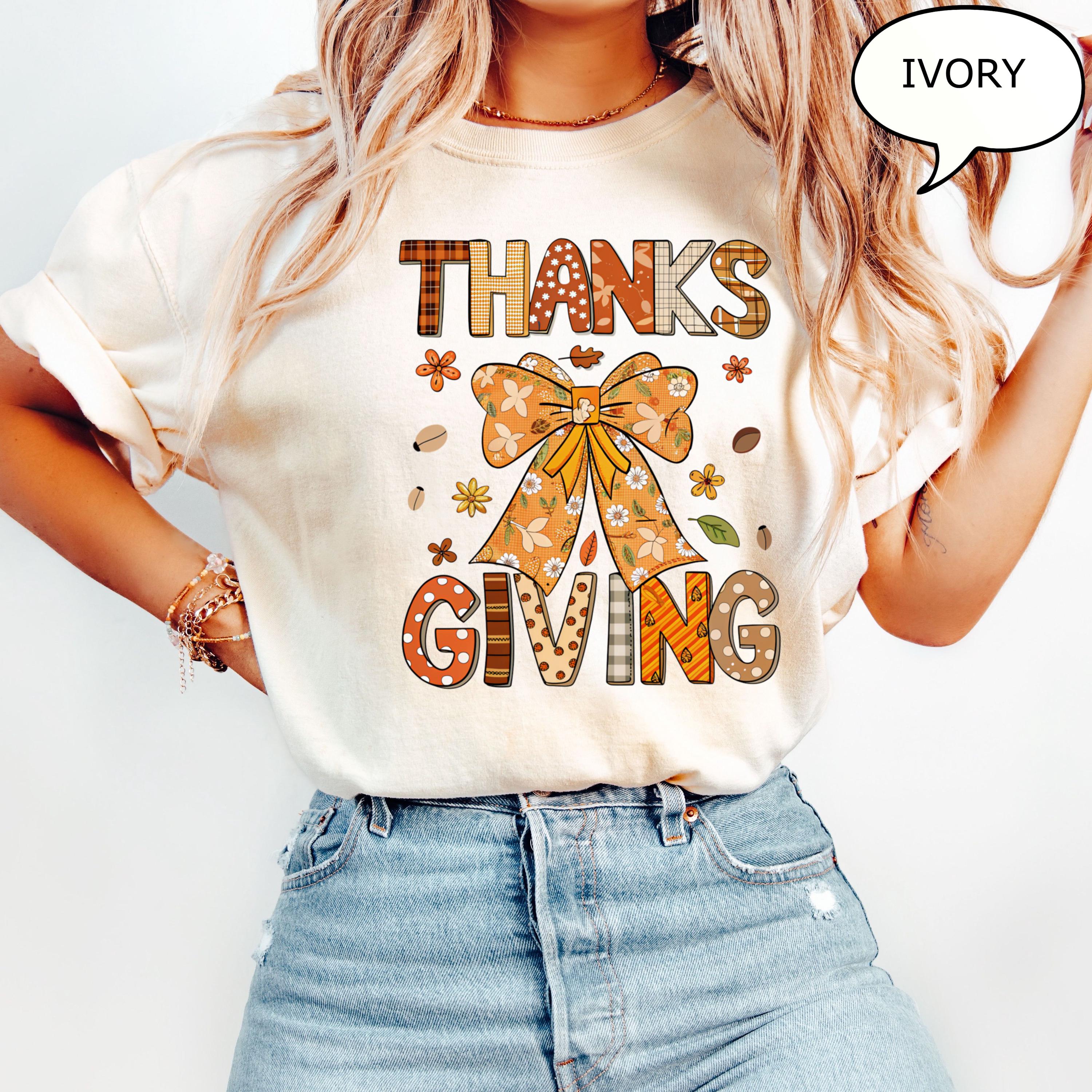 Comfort Colors Coquette Bow Thanksgiving Autumn Fall - Adult & Kids T-Shirts, Sweatshirts & Hoodies apparel design preview 1