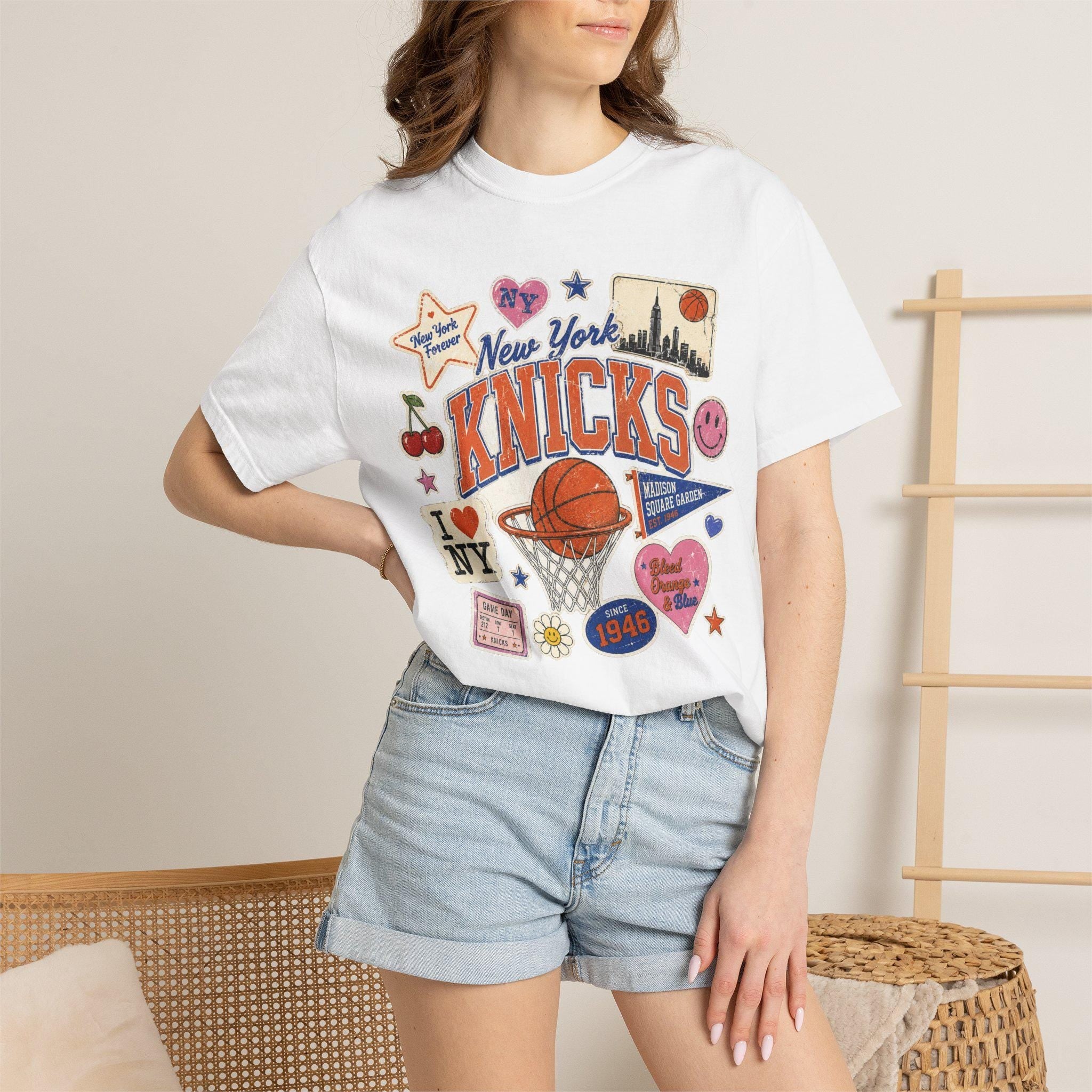 York Knicks Retro Patchwork Basketball Team - Adult & Kids T-Shirts, Sweatshirts & Hoodies apparel design preview 1