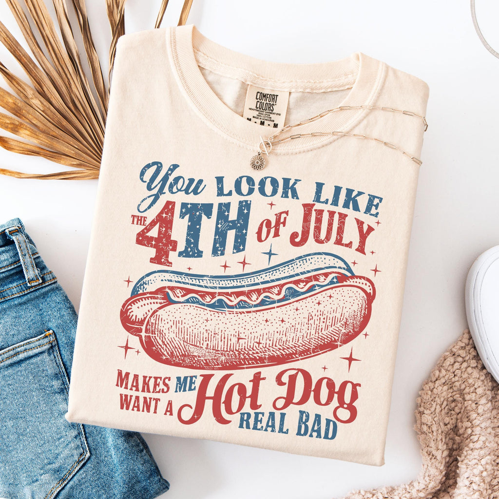 Comfort Colors Like 4th July Makes Want Dog Real Bad - Adult & Kids T-Shirts, Sweatshirts & Hoodies apparel design preview 1