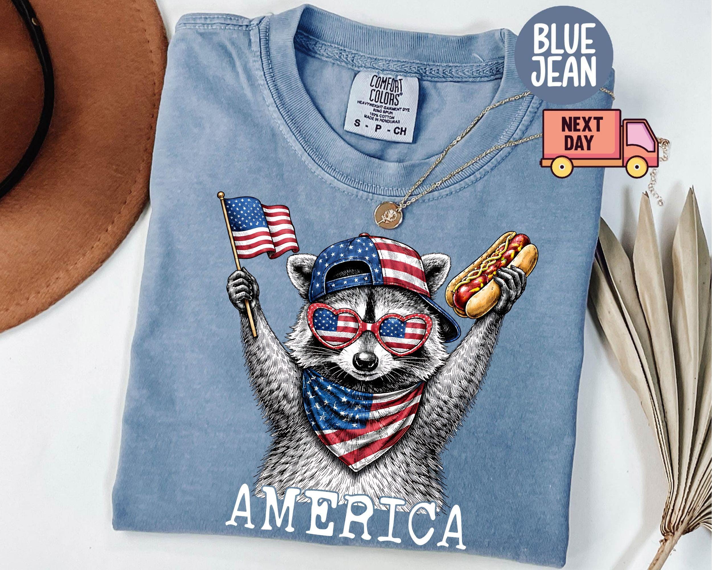 Comfort Colors America Raccoon Dog 4th July Patriotic - Adult & Kids T-Shirts, Sweatshirts & Hoodies apparel design preview 1