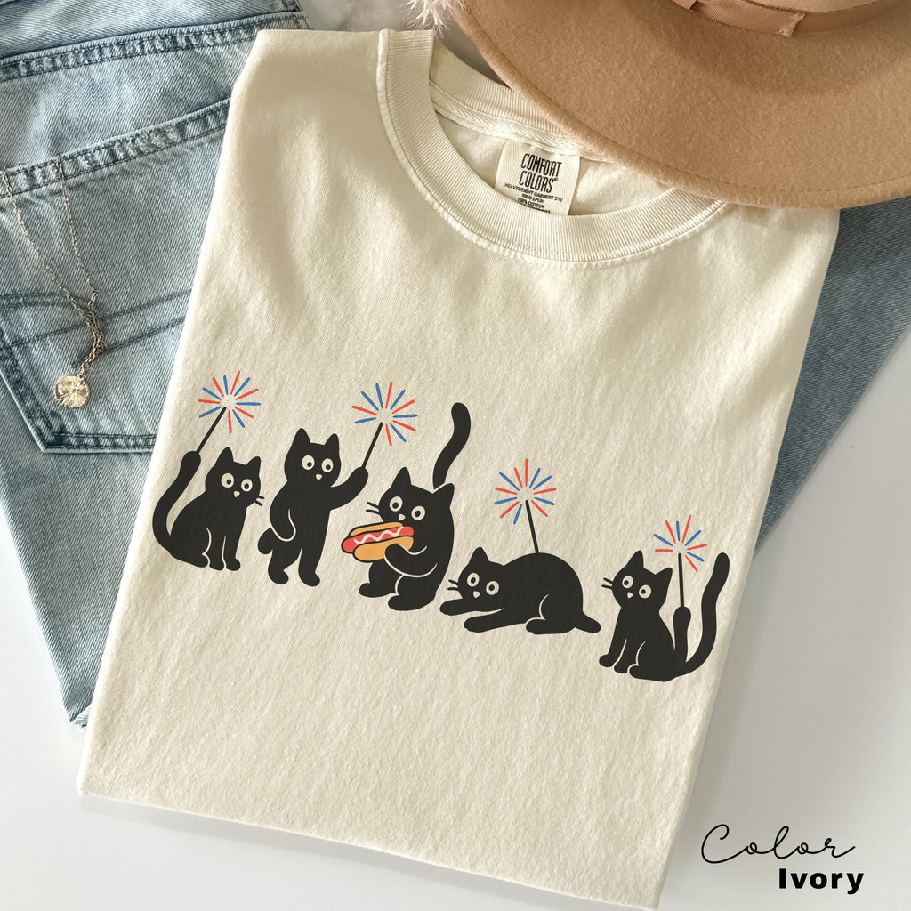 4th July Ca Cats Comfort Colors Cat Lovers Mom Usa - Adult & Kids T-Shirts, Sweatshirts & Hoodies apparel design preview 1