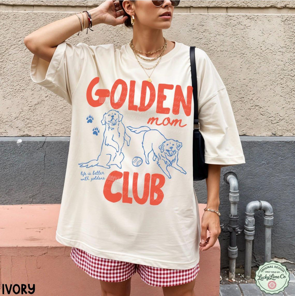 Golden Mom Club Dog Lover Retriever Fur Mama - Adult & Kids T-Shirts, Sweatshirts & Hoodies apparel design preview 1