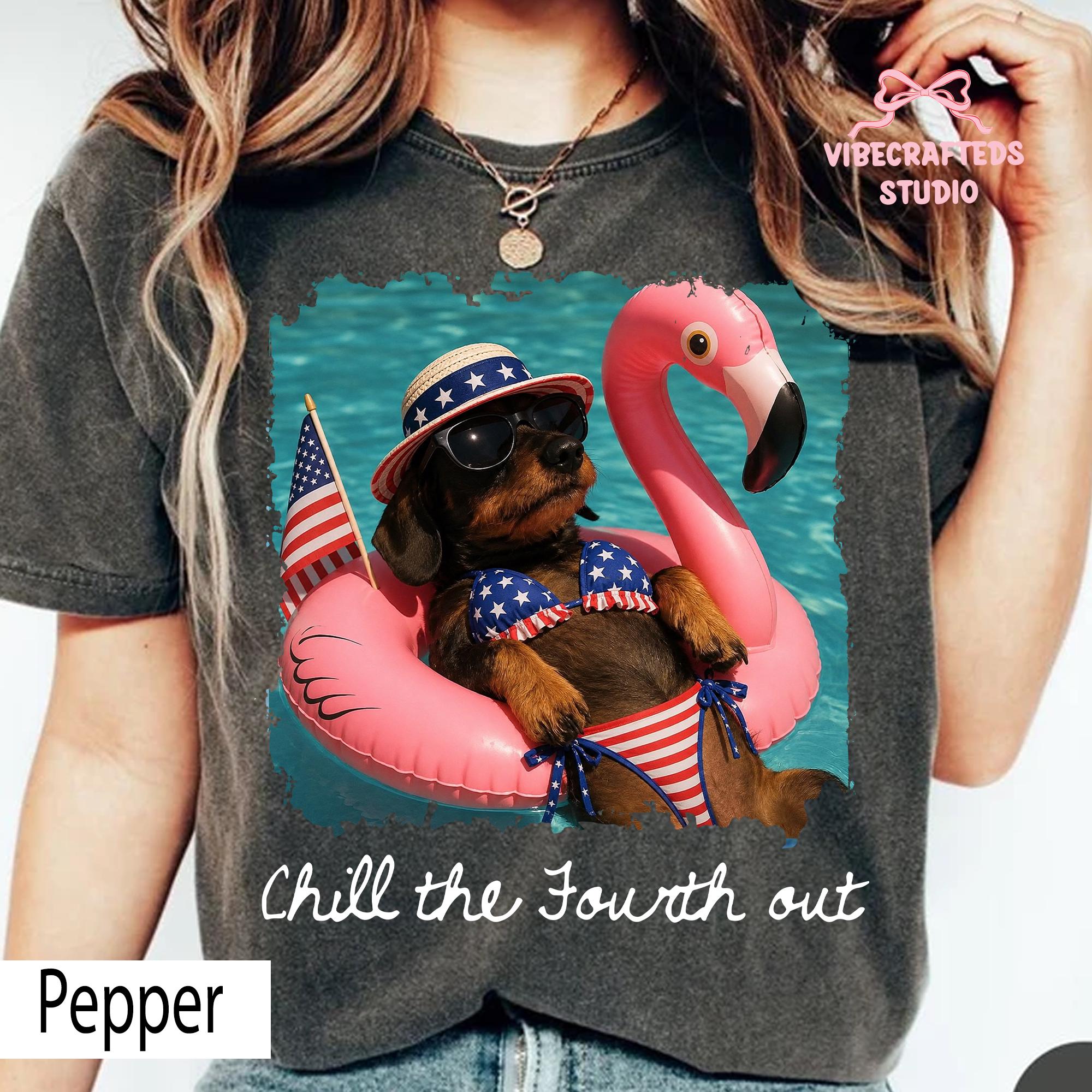 Chill Fourth Patriotic Dachshund Comfort Colors 4th - Adult & Kids T-Shirts, Sweatshirts & Hoodies apparel design preview 1