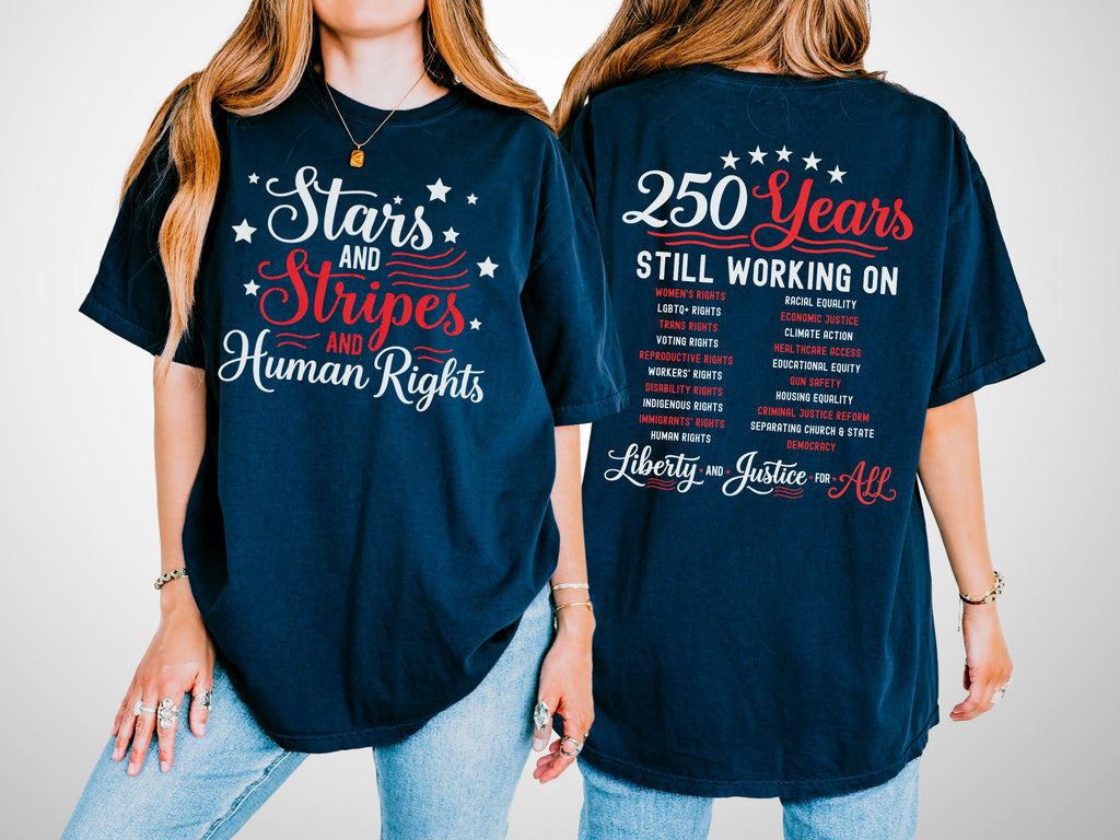 Stars Stripes Human Rights Comfort Colors 250 Years - Adult & Kids T-Shirts, Sweatshirts & Hoodies apparel design preview 1