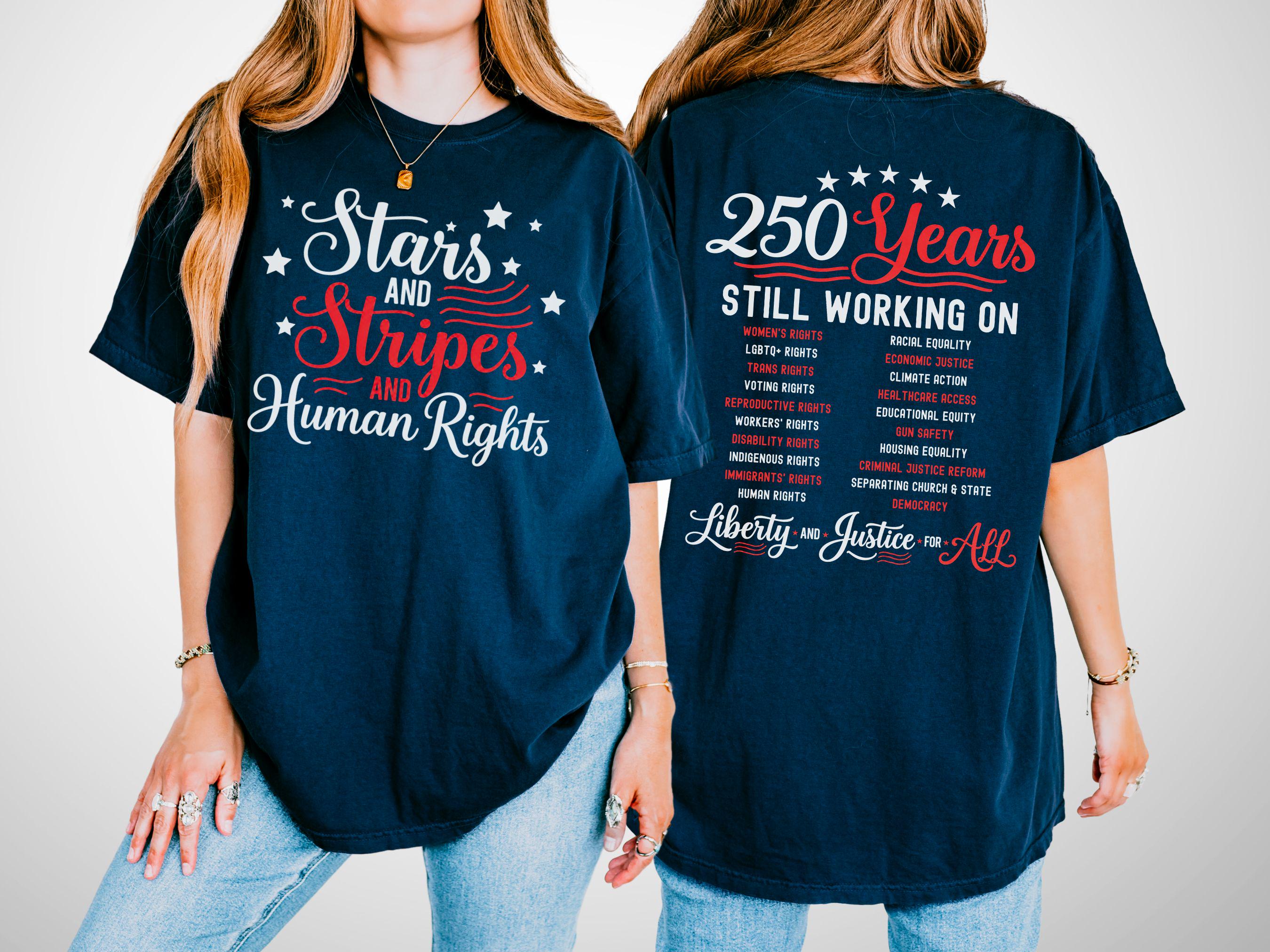 Stars Stripes Human Rights Comfort Colors 250 Years - Adult & Kids T-Shirts, Sweatshirts & Hoodies apparel design preview 1