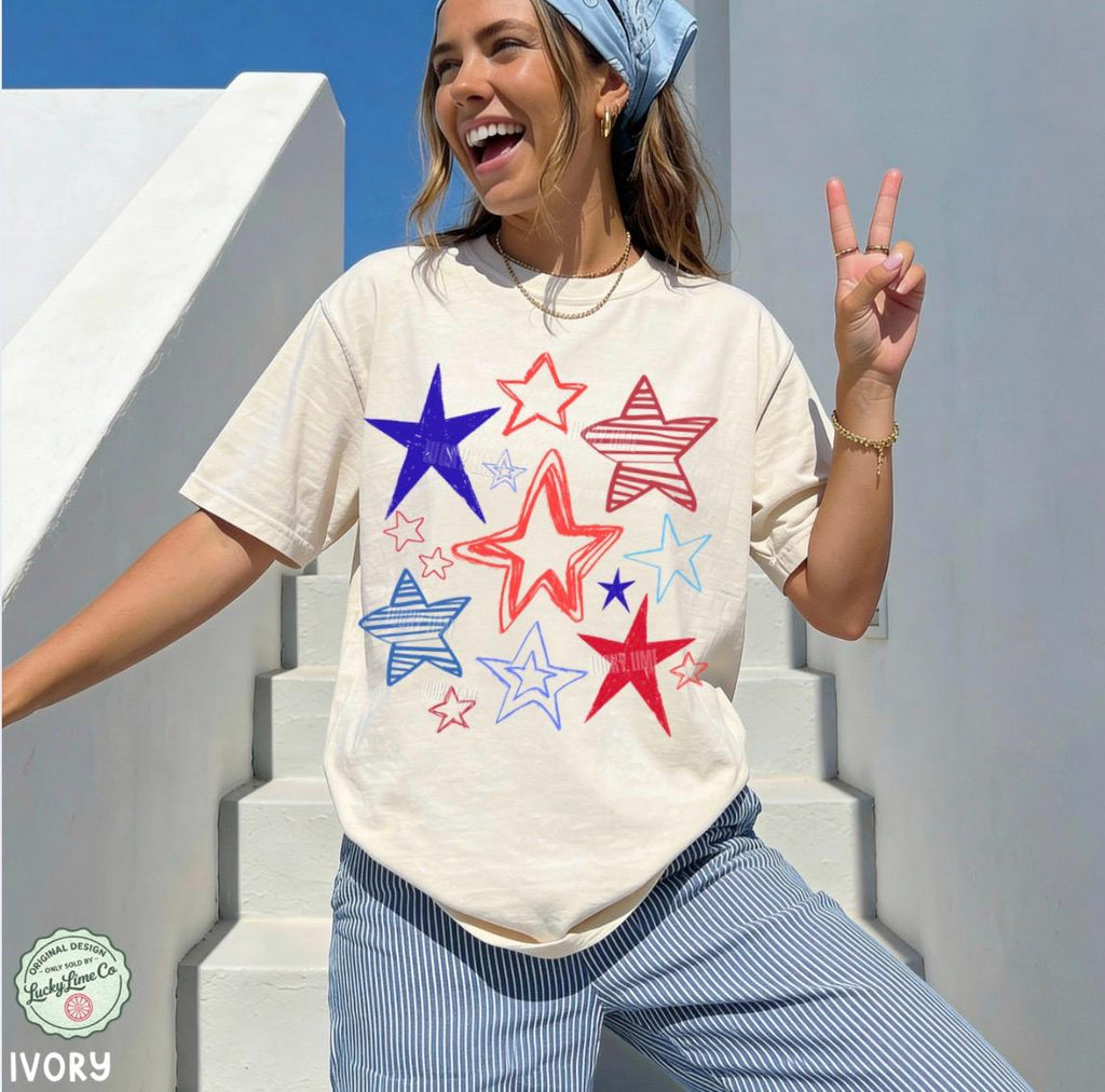 Retro 4th July Stars Comfort Colors Patriotic Usa - Adult & Kids T-Shirts, Sweatshirts & Hoodies apparel design preview 1