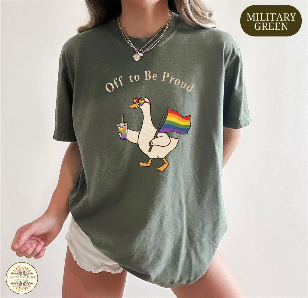 Off Proud Comfort Colors Pride Goose Lgbtq Rainbow - Adult & Kids T-Shirts, Sweatshirts & Hoodies apparel design preview 1