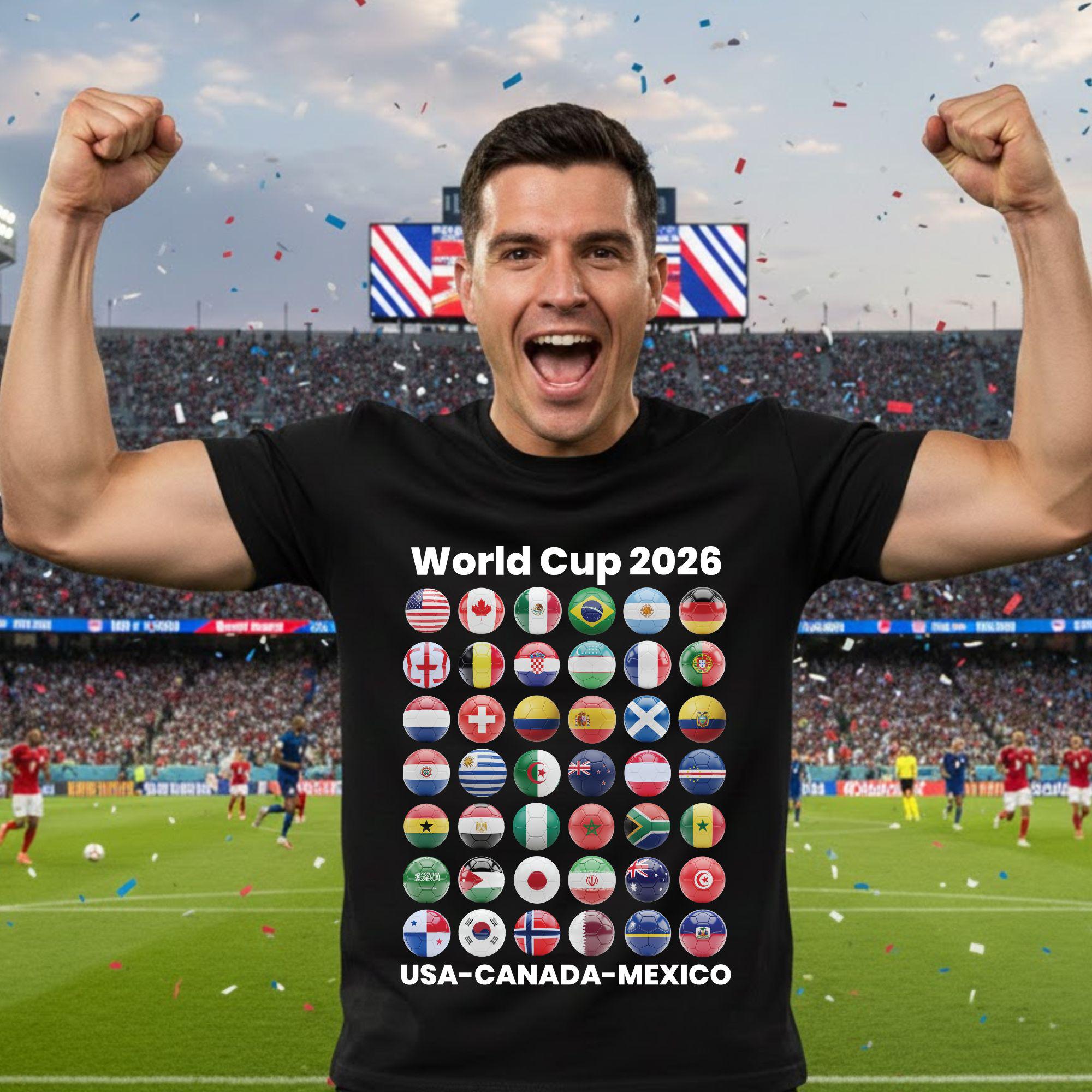 Soccer World Cup 2026 Country Ball Football Fan Game - Adult & Kids T-Shirts, Sweatshirts & Hoodies apparel design preview 1