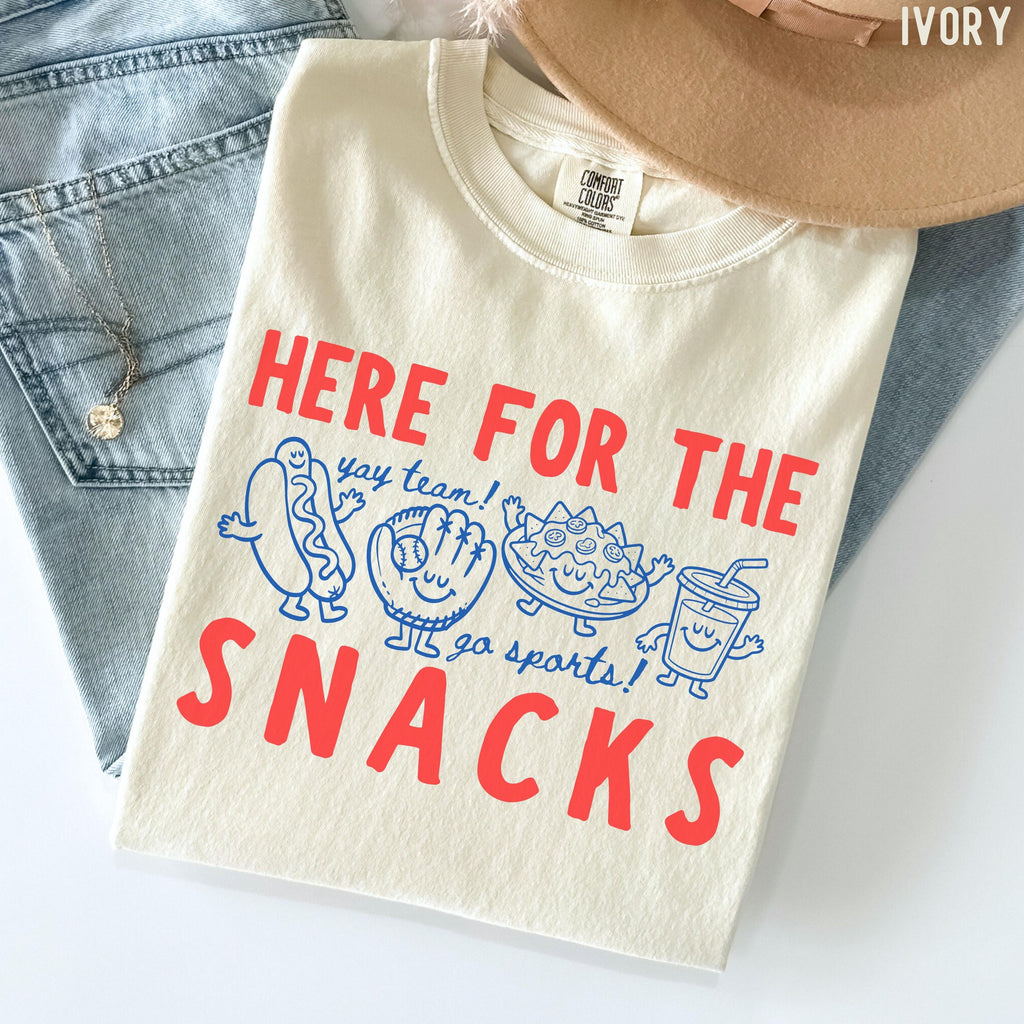 Comfort Colors Here Snacks Doodle Yay Team Go Sports - Adult & Kids T-Shirts, Sweatshirts & Hoodies apparel design preview 1
