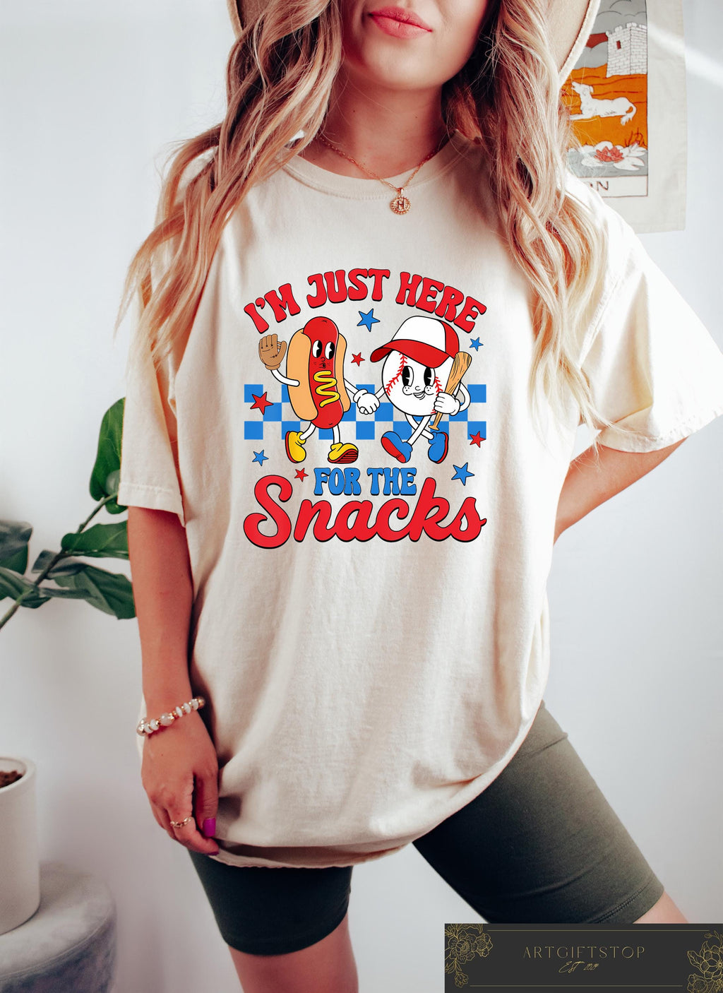 I'M Here Snacks Baseball Season Lover Game Day Sports - Adult & Kids T-Shirts, Sweatshirts & Hoodies apparel design preview 1