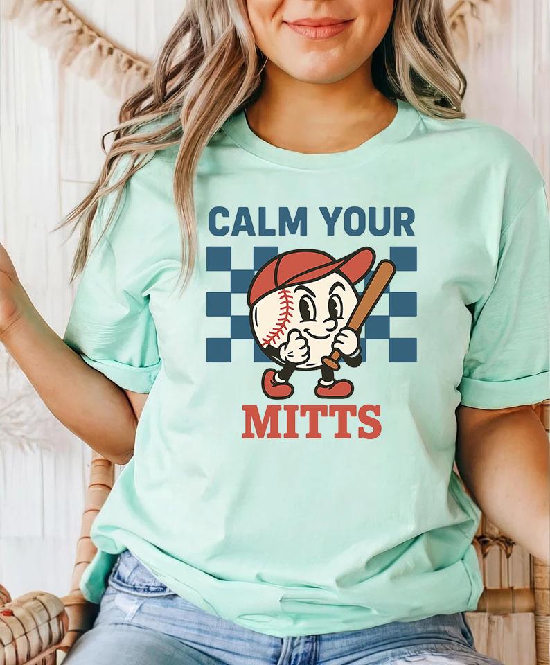 Baseball Calm Mitts Vintage Cartoon Retro Humor - Adult & Kids T-Shirts, Sweatshirts & Hoodies apparel design preview 1