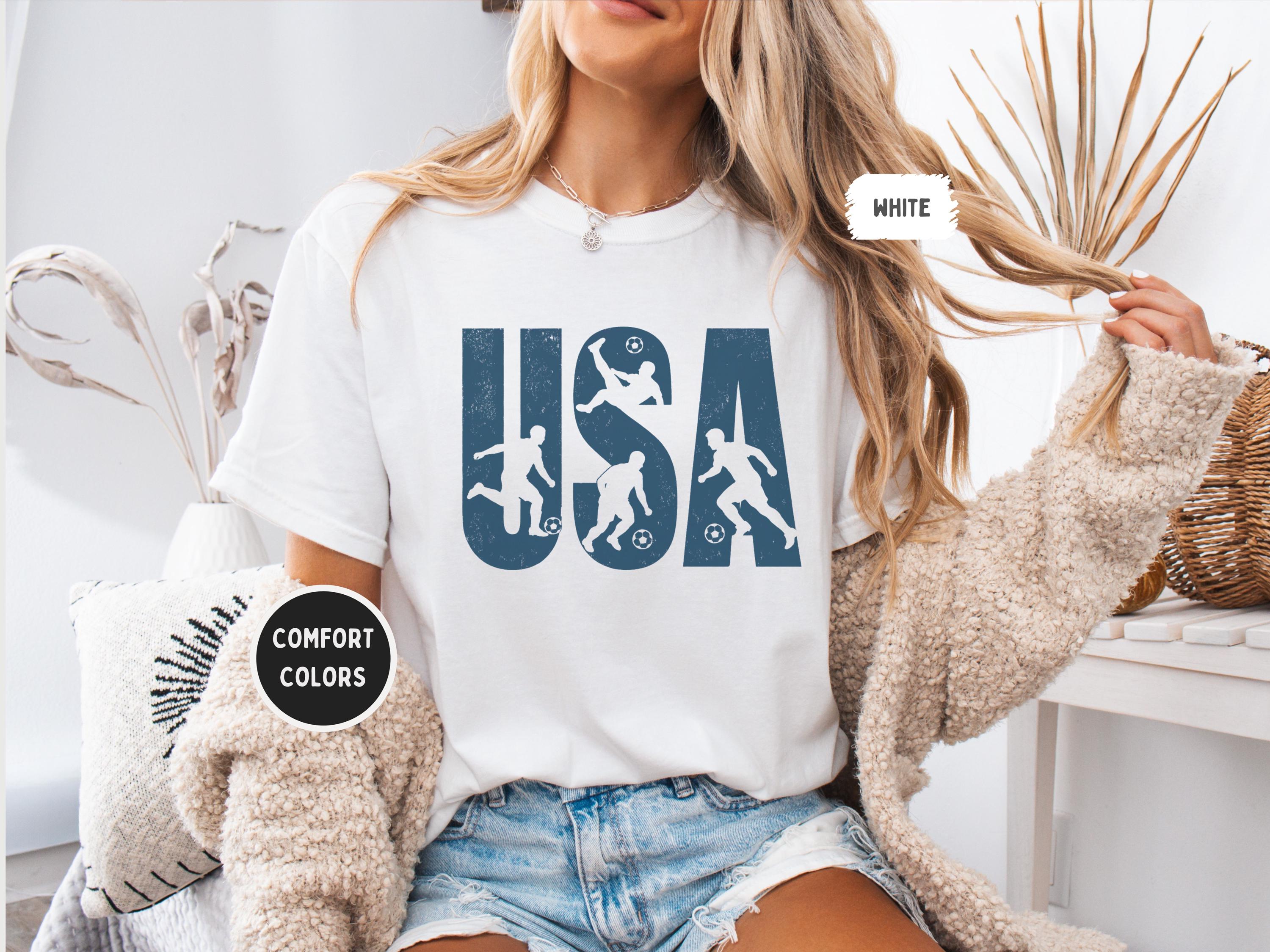 Usa Soccer Comfort Colors Patriotic World Football - Adult & Kids T-Shirts, Sweatshirts & Hoodies apparel design preview 1