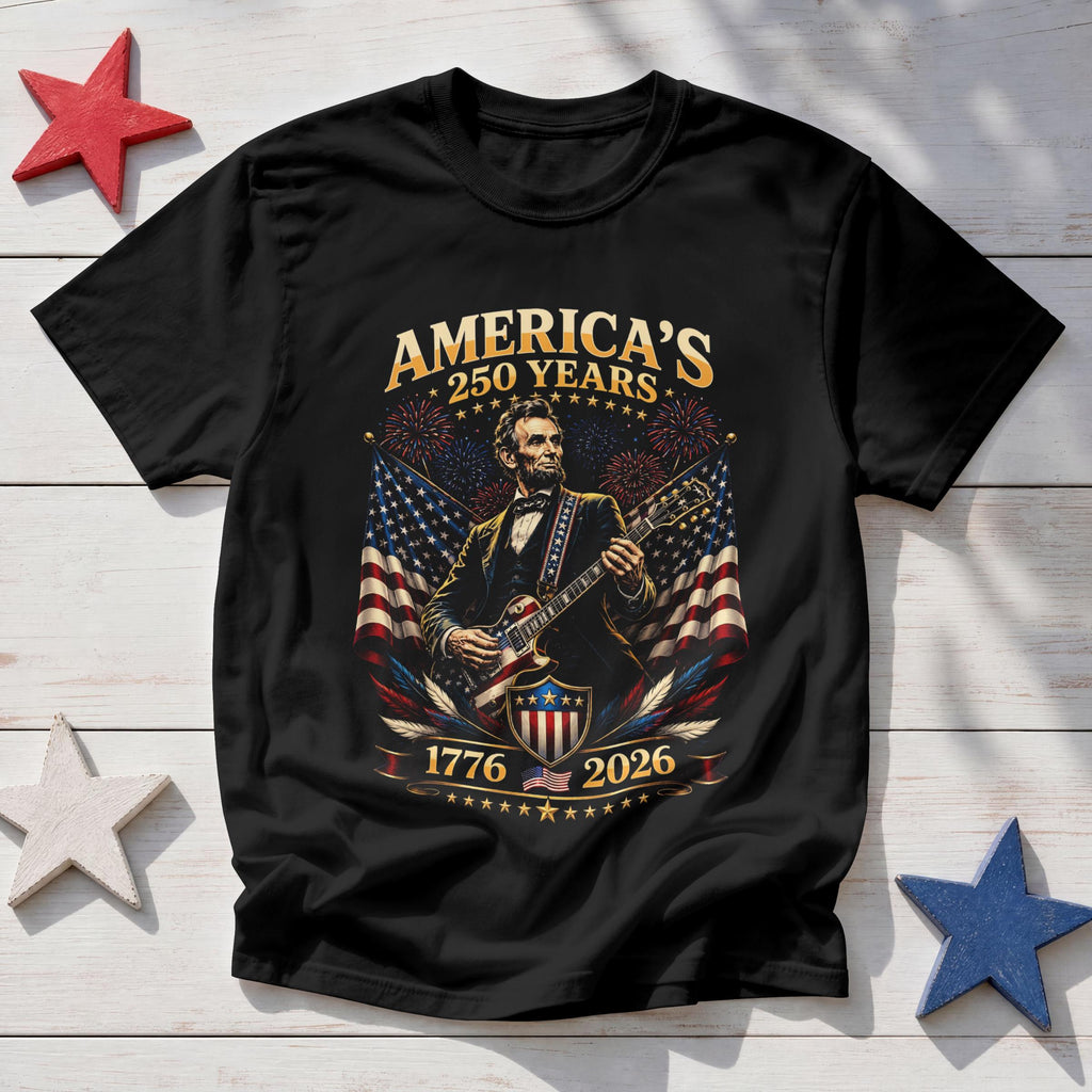 Usa 250 Year Tour Lincoln Playing Guitar 1776 2026 - Adult & Kids T-Shirts, Sweatshirts & Hoodies apparel design preview 1