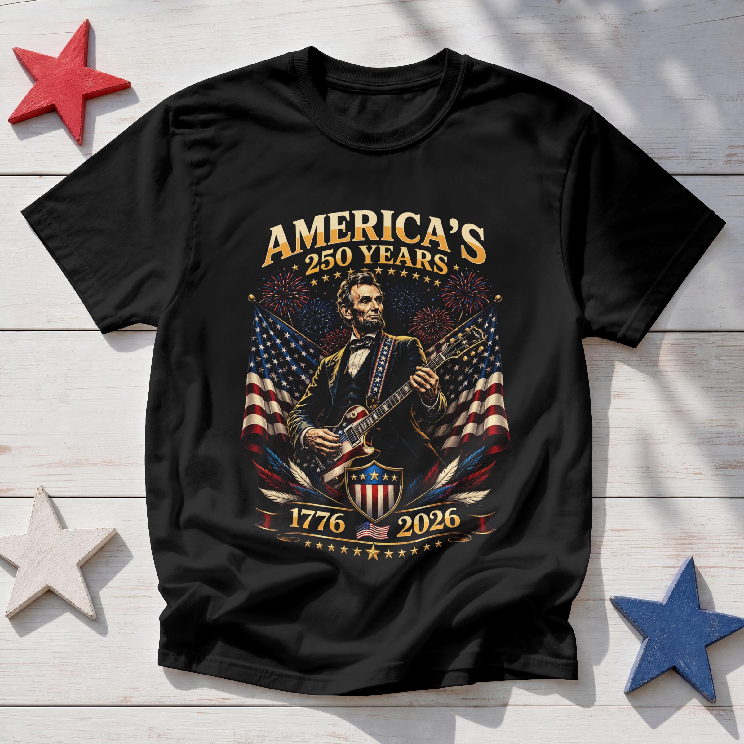Usa 250 Year Tour Lincoln Playing Guitar 1776 2026 - Adult & Kids T-Shirts, Sweatshirts & Hoodies apparel design preview 1