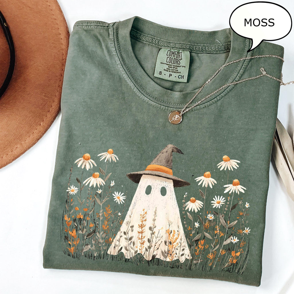Comfort Colors Ghost Floral Ghos Retro Halloween Fall - Adult & Kids T-Shirts, Sweatshirts & Hoodies apparel design preview 1