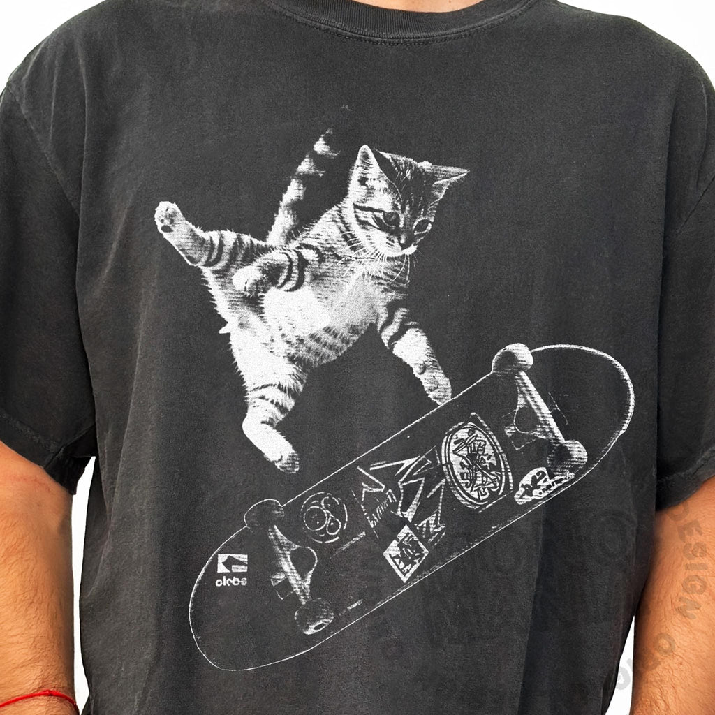Retro Skateboarding Cat Vintage Kitten Punk - Adult & Kids T-Shirts, Sweatshirts & Hoodies apparel design preview 1