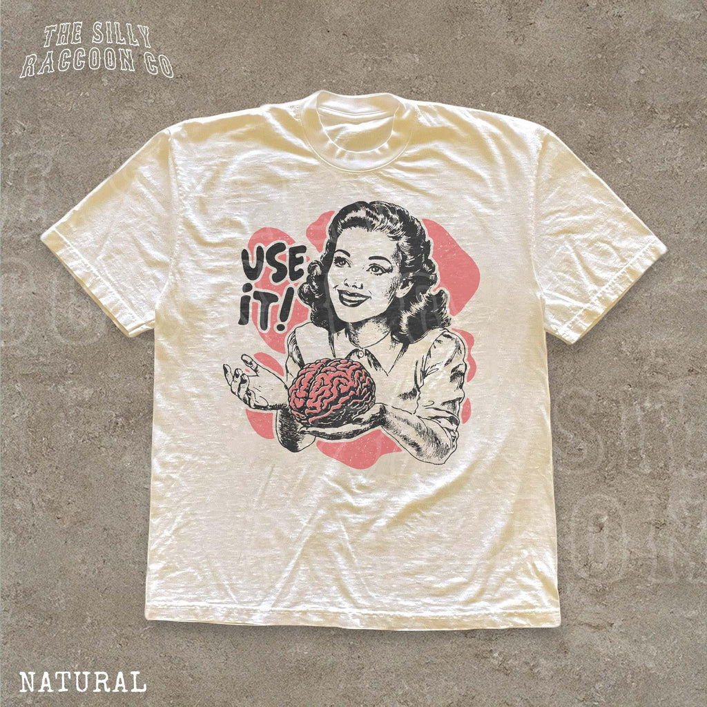 Sarcastic Vintage Use Brain Retro 50s Ad Parody Quote - Adult & Kids T-Shirts, Sweatshirts & Hoodies apparel design preview 1