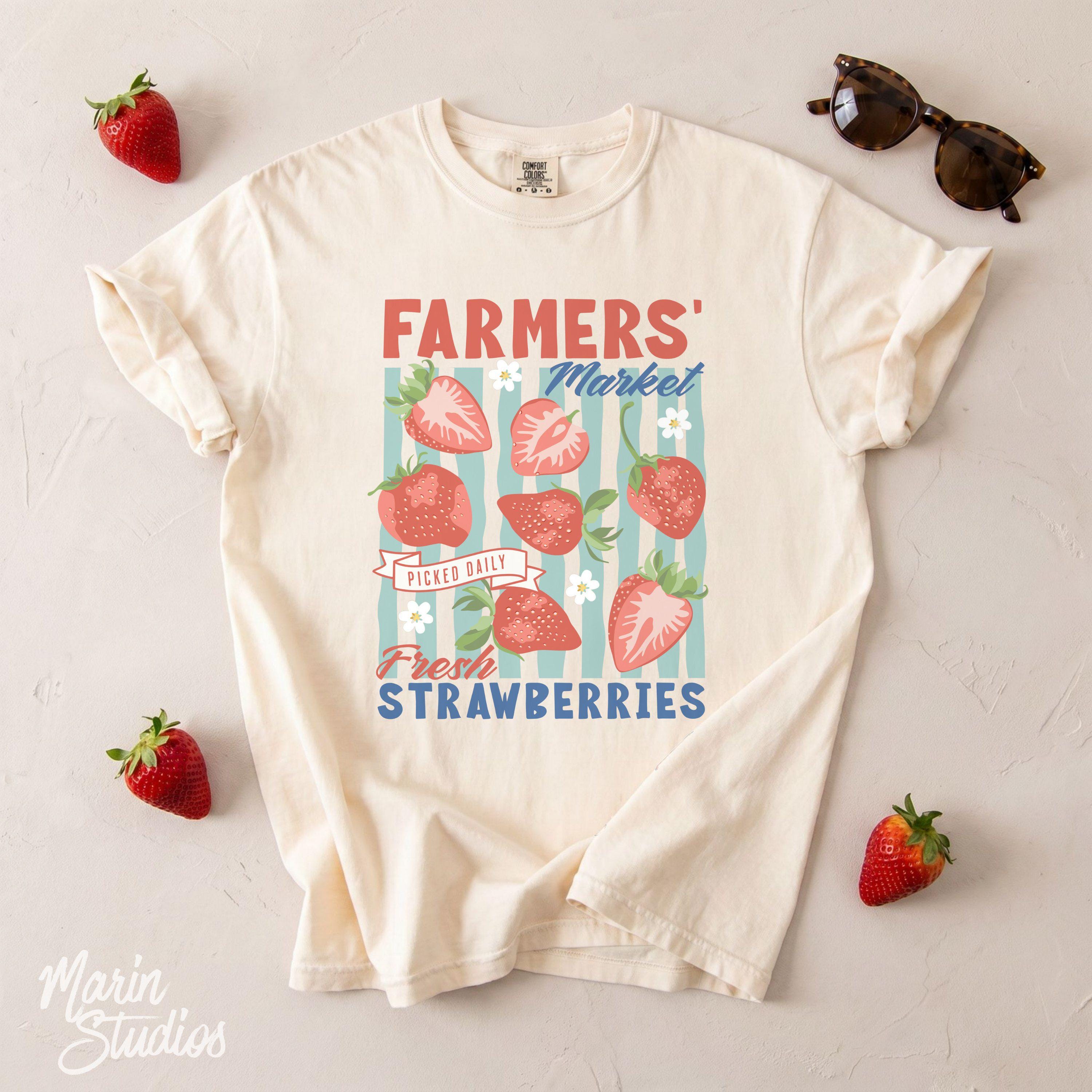 Farmers Market Strawberry Vintage Fruit Summer Foodie - Adult & Kids T-Shirts, Sweatshirts & Hoodies apparel design preview 1