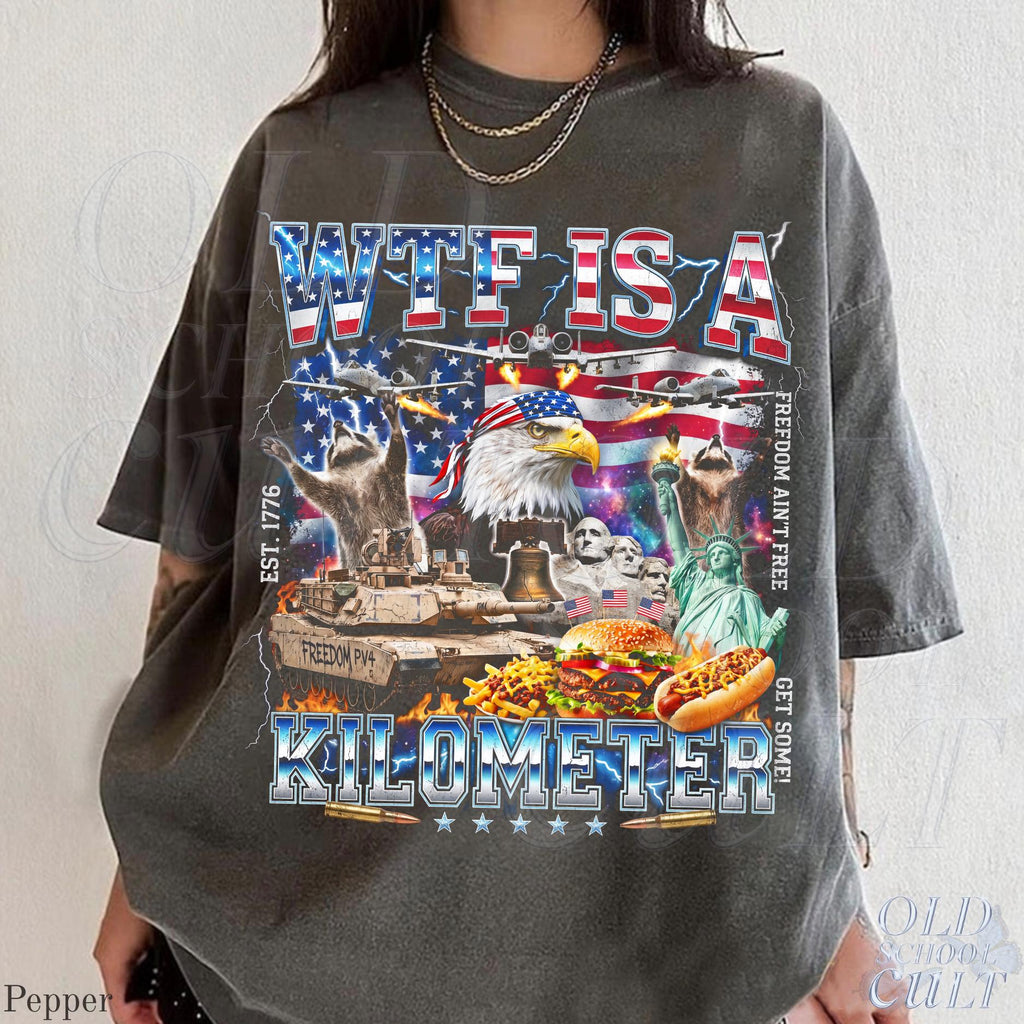 Wtf Kilometer Usa Patriotic Vintage American Eagle - Adult & Kids T-Shirts, Sweatshirts & Hoodies apparel design preview 1