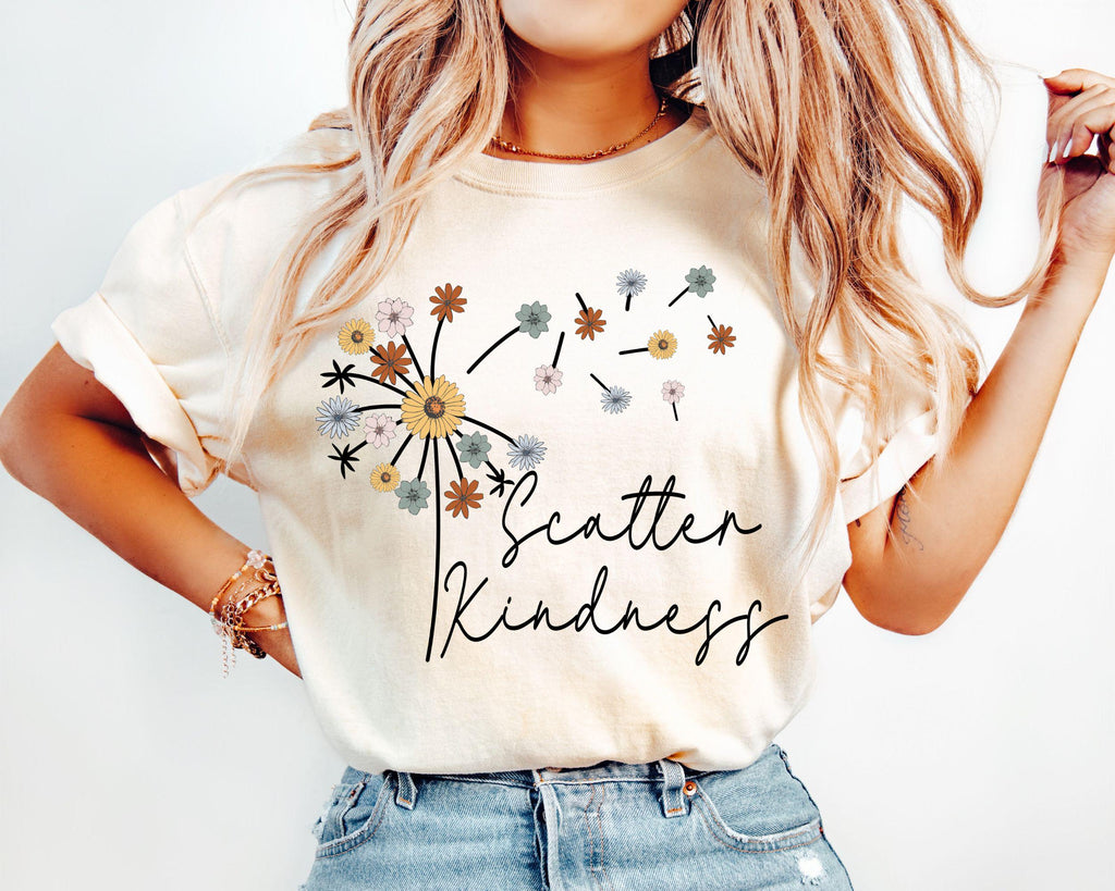 Kind Scatter Kindness Positive Quote Dandelion Floral - Adult & Kids T-Shirts, Sweatshirts & Hoodies apparel design preview 1