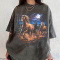 Wild Horses Vintage 90s Retro Moonlit Running Horse - Adult & Kids T-Shirts, Sweatshirts & Hoodies apparel design preview 1
