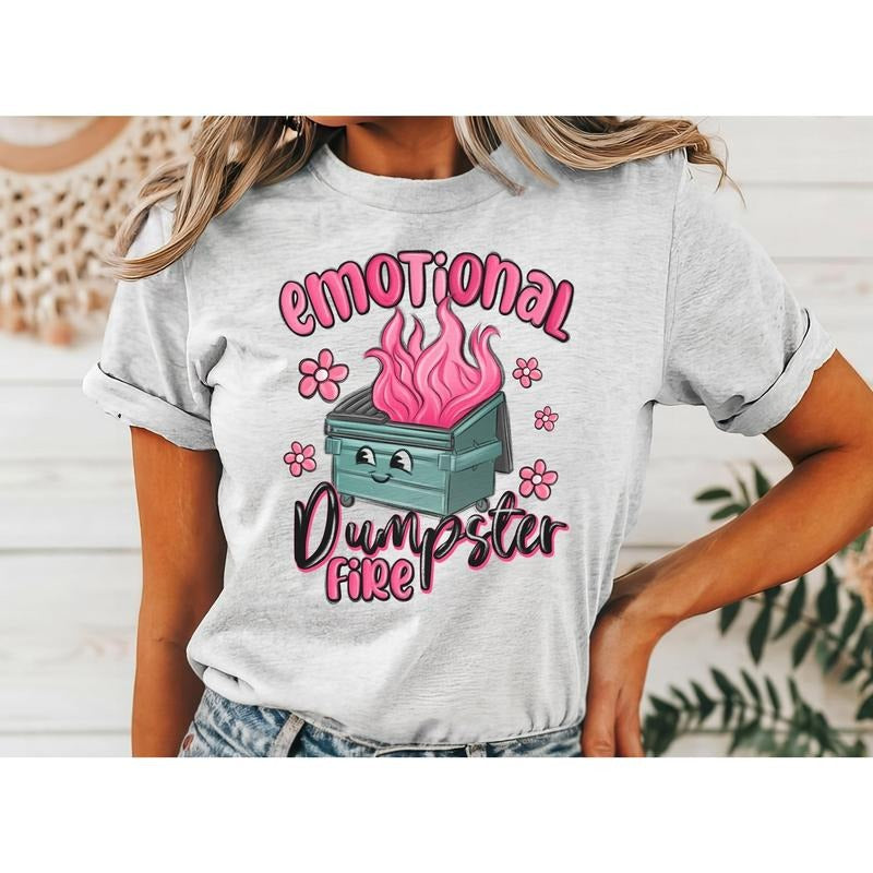 #009 Emotional Dumpster Fire Print Crew Neck - Adult & Kids T-Shirts, Sweatshirts & Hoodies apparel design preview 1