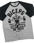 034. BICEPS Don'T Grow Trees Funny Workout Gym - Adult & Kids T-Shirts, Sweatshirts & Hoodies apparel design preview 1