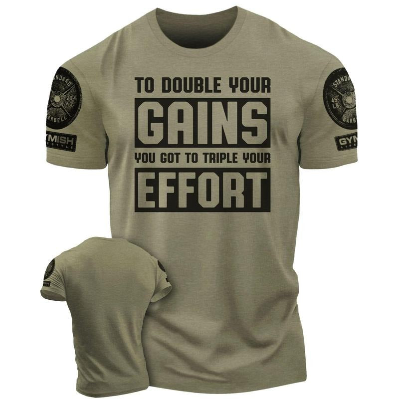 053. Double Your Gains Funny Motivational Workout Gym - Adult & Kids T-Shirts, Sweatshirts & Hoodies apparel design preview 1