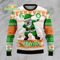 Green Santa Claus Dabbing Go Vegan Funny Ugly Christmas Sweater - Holiday Gift product image