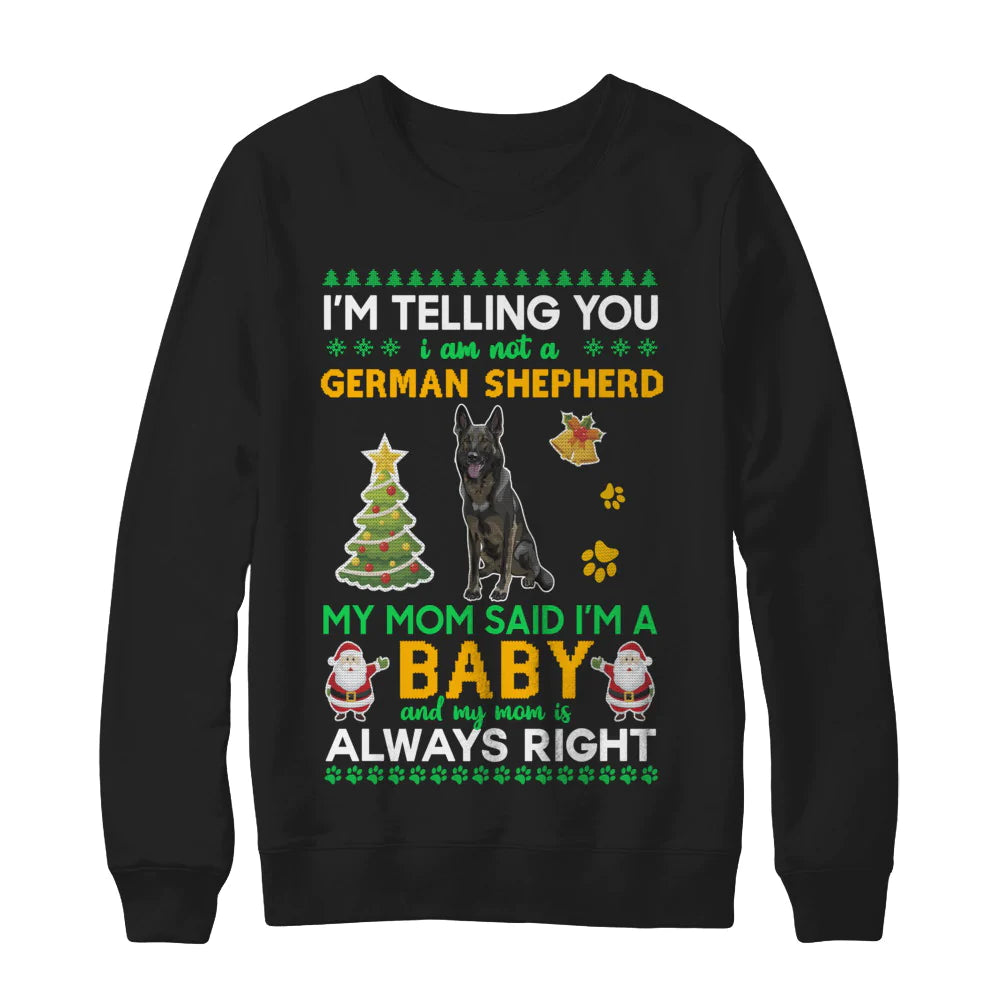 I am not a black german shepherd my mom Christmas Sweater - Holiday Gift product image 2