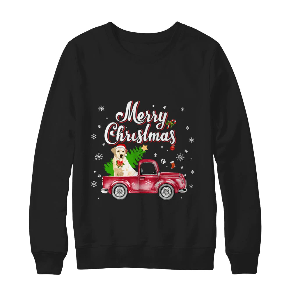 Labrador retriever rides red truck Christmas Sweater - Holiday Gift product image 2