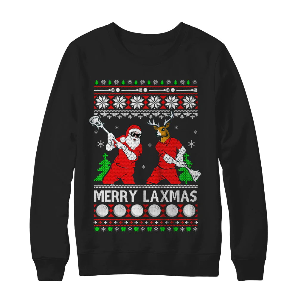Lacrosse santa reindeer merry laxmas Christmas Sweater - Holiday Gift product image 2