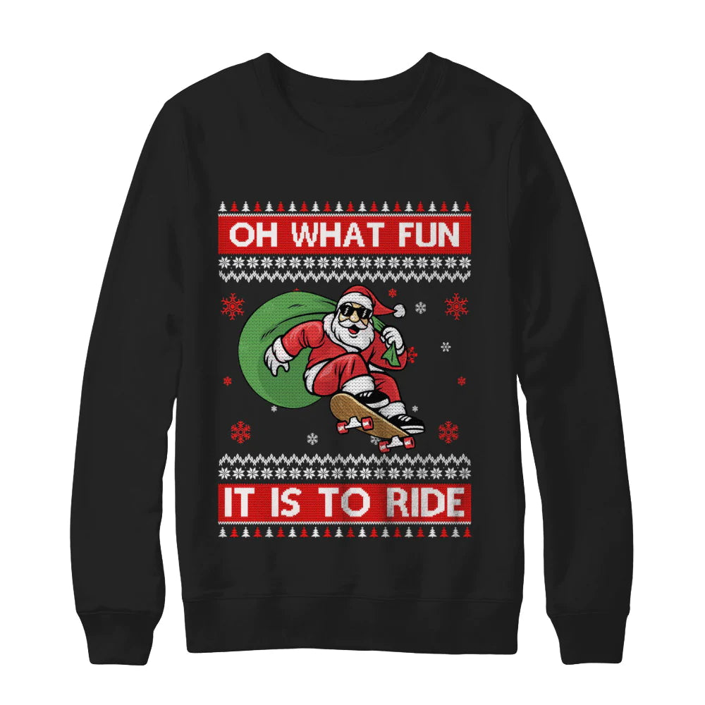 Oh what fun it is to ride skateboard Christmas Sweater - Holiday Gift product image 2