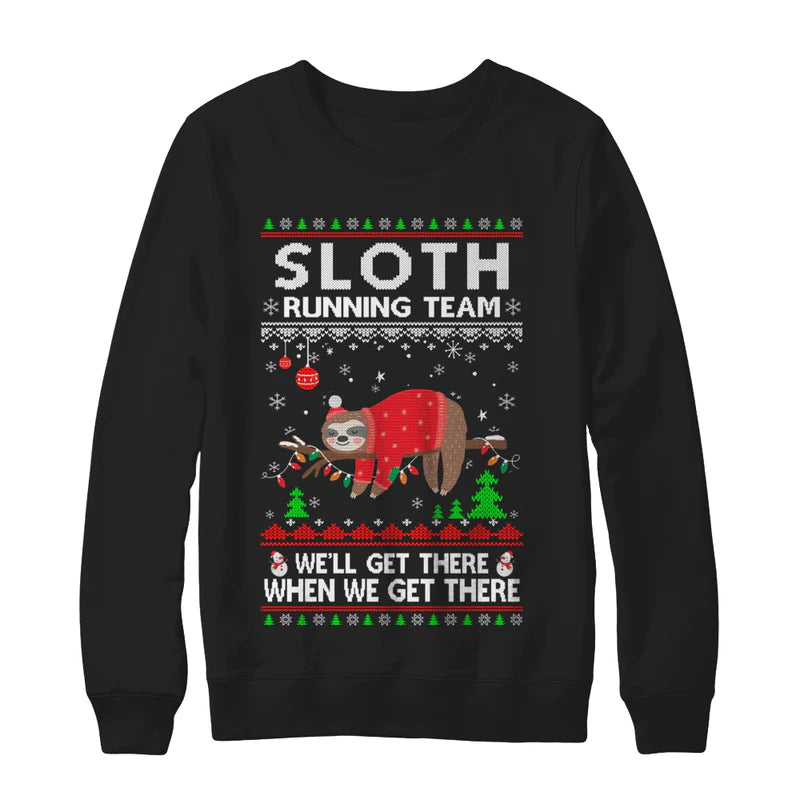 Sloth running team we’ll get there when we get there Christmas Sweater - Holiday Gift product image 2