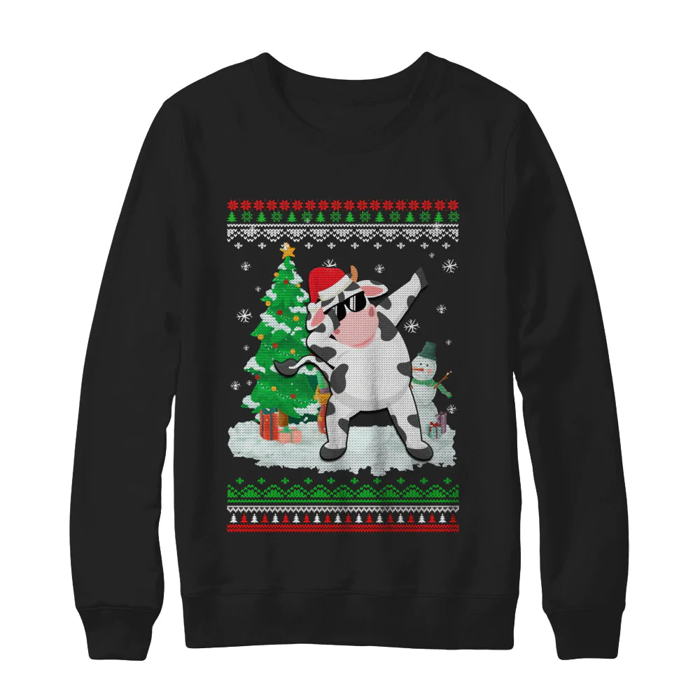 Santa hat cow dabbing Christmas Sweater - Holiday Gift product image 2