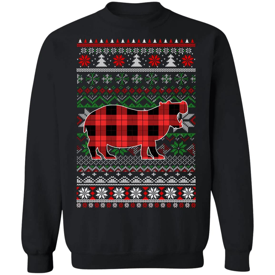 Hippo red plaid Christmas Sweater - Holiday Gift product image 2
