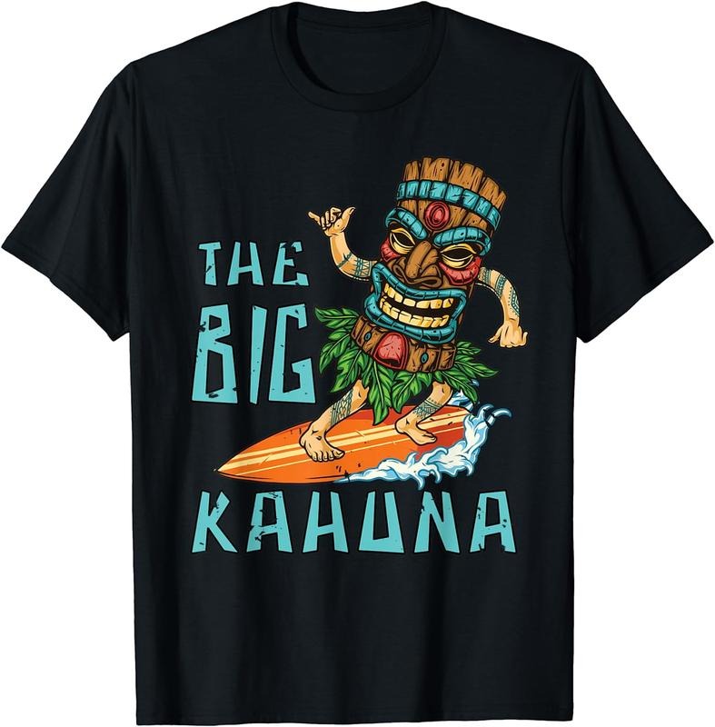[100% Cotton] Tiki Big Kahuna Surfer Funny Tropical - Adult & Kids T-Shirts, Sweatshirts & Hoodies apparel design preview 1