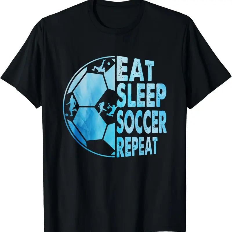 100% Cotton Eat Sleep Soccer Repeat Purple - Adult & Kids T-Shirts, Sweatshirts & Hoodies apparel design preview 1