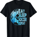 100% Cotton Eat Sleep Soccer Repeat Purple - Adult & Kids T-Shirts, Sweatshirts & Hoodies apparel design preview 1