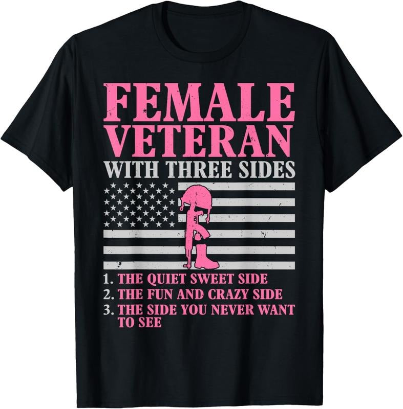 100% Cotton Female Veteran Three Sides Mother Grandma - Adult & Kids T-Shirts, Sweatshirts & Hoodies apparel design preview 1