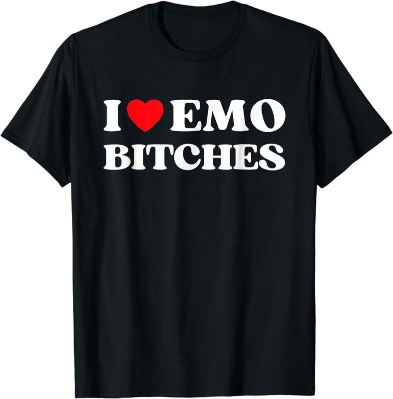 [100% Cotton]I Heart Emo Bitches Funny Quote Red Girl - Adult & Kids T-Shirts, Sweatshirts & Hoodies apparel design preview 1