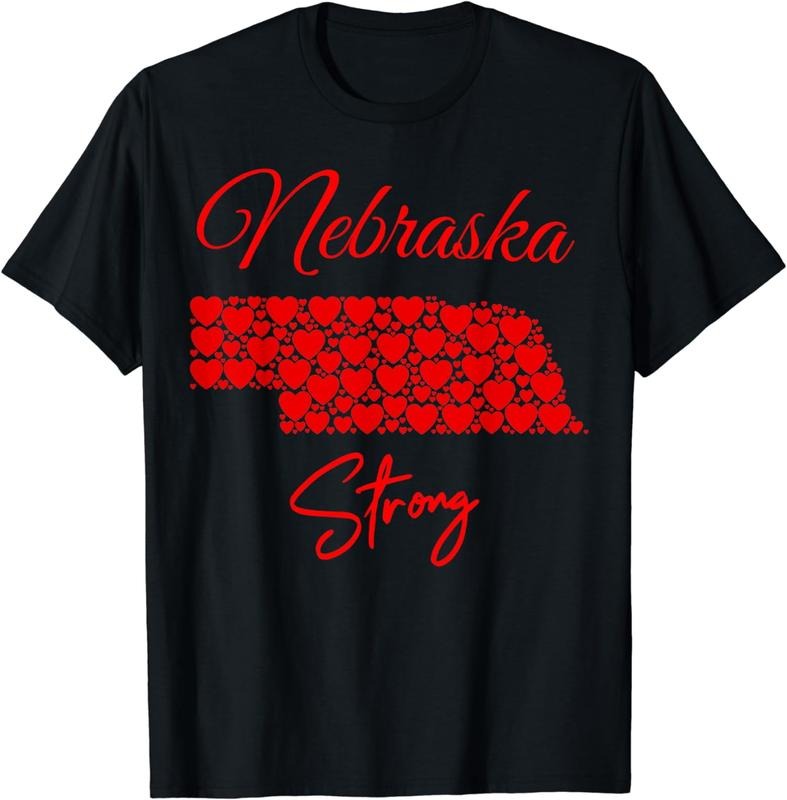 [100% Cotton] Nebraska Strong Red Hearts Map - Adult & Kids T-Shirts, Sweatshirts & Hoodies apparel design preview 1