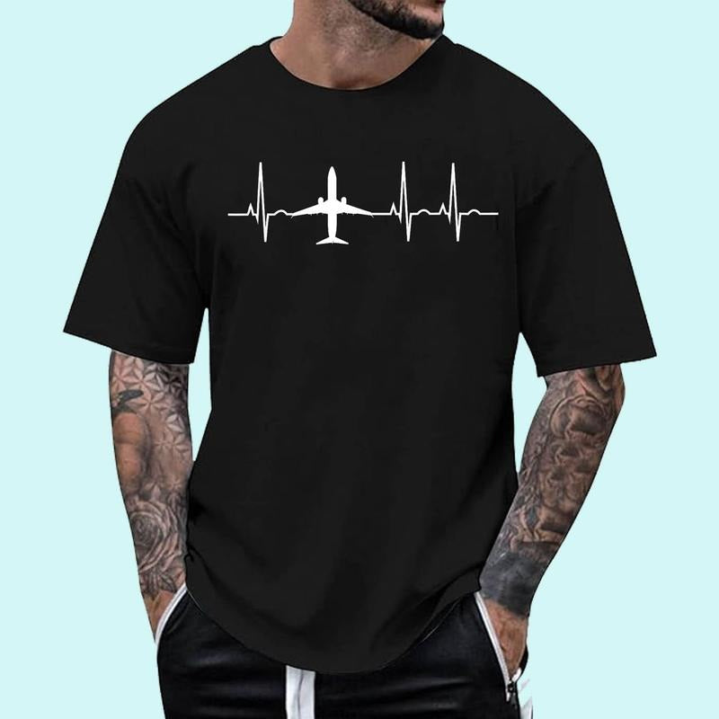 [100% Cotton Airplane Heartbeat Pilot Flying Cool - Adult & Kids T-Shirts, Sweatshirts & Hoodies apparel design preview 1