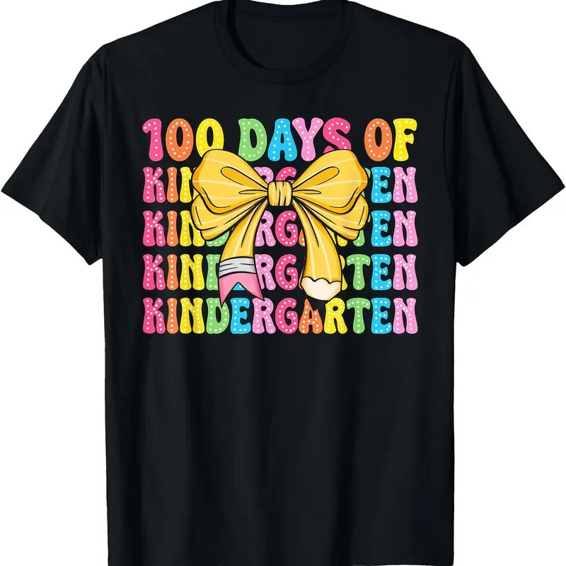 100 Days Kindergarten School Teacher Coquette 100th - Adult & Kids T-Shirts, Sweatshirts & Hoodies apparel design preview 1