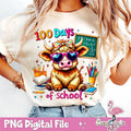 100 Days School Highland Cow Mowdy Cowgirl Teacher - Adult & Kids T-Shirts, Sweatshirts & Hoodies apparel design preview 1