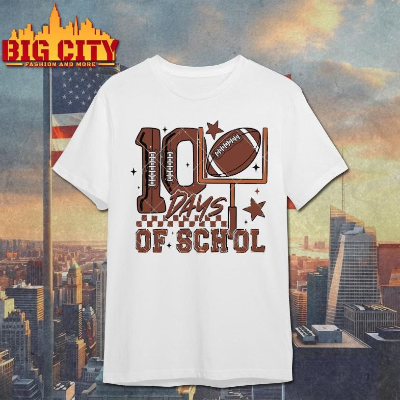 100 Days of School Football - Adult & Kids T-Shirts, Sweatshirts & Hoodies apparel design preview 1