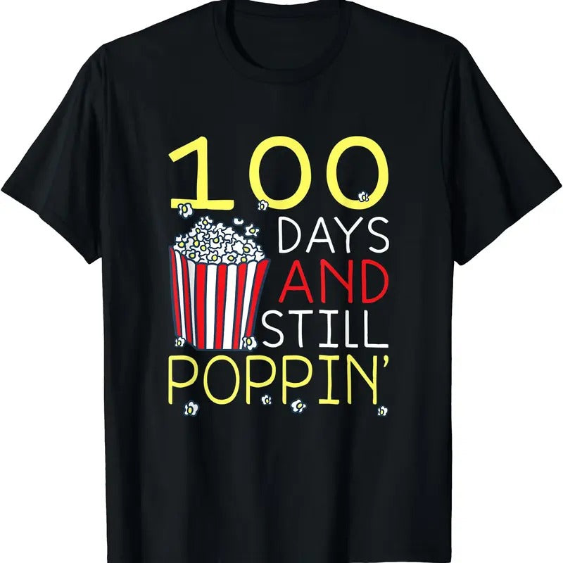 100th Day School 100 Days Still Poppin Popcorn - Adult & Kids T-Shirts, Sweatshirts & Hoodies apparel design preview 1