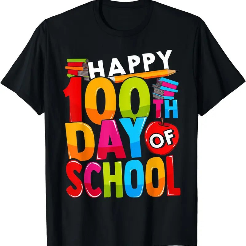 100th Day School Teachers Happy 100 Days - Adult & Kids T-Shirts, Sweatshirts & Hoodies apparel design preview 1