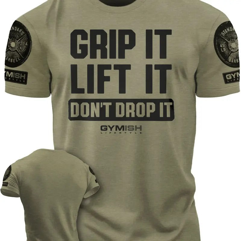 108. Grip Funny Workout Gym Cotton Menswear - Adult & Kids T-Shirts, Sweatshirts & Hoodies apparel design preview 1