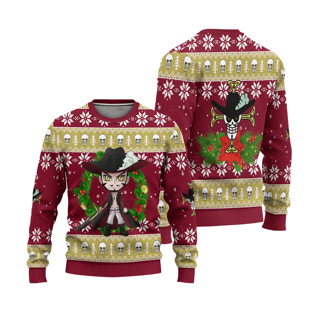 Dracule Mihawk One Piece Anime 3D Ugly Christmas Sweater - Holiday Gift product image 3